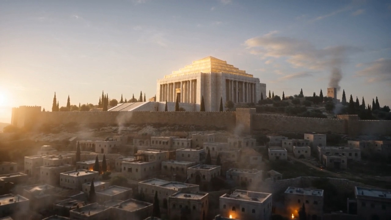 Morning light floods the temple mount over Jerusalem