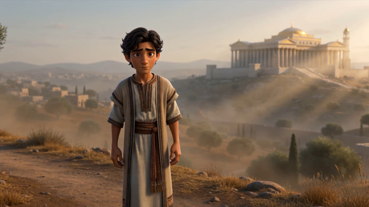 From the hilltop, the temple gleams far across the valley