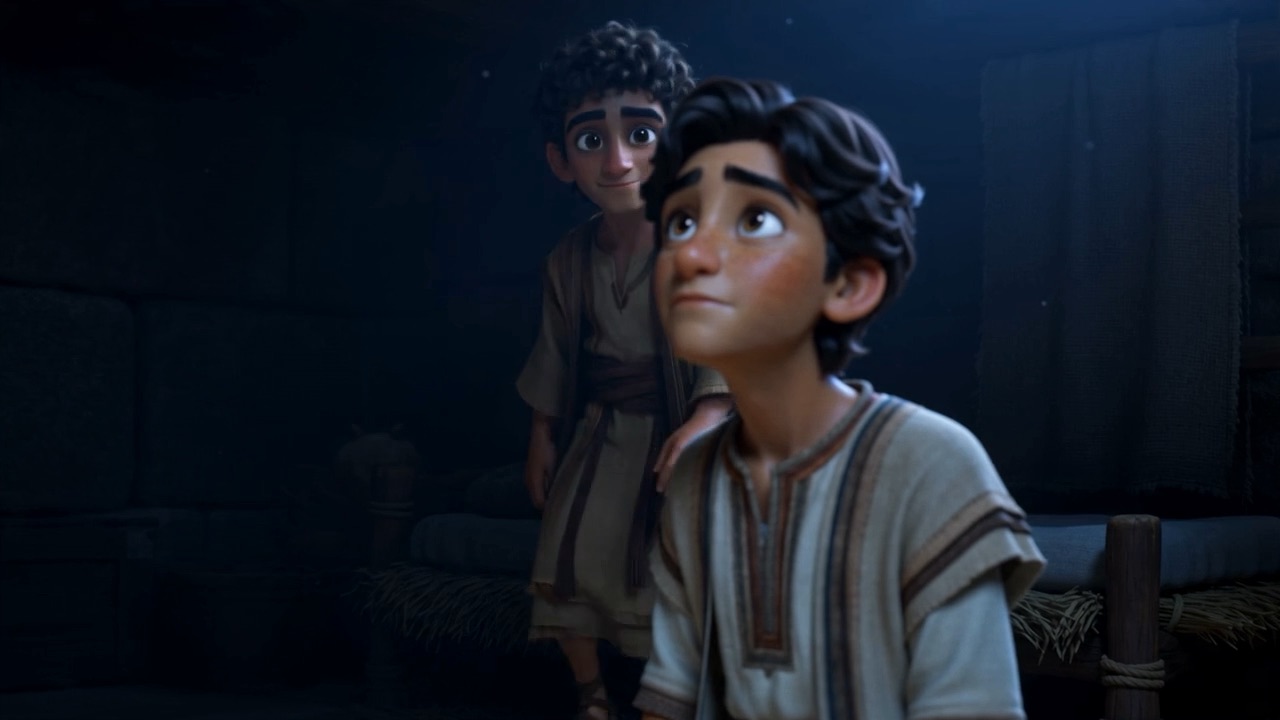 A second and third boy kneel down beside him