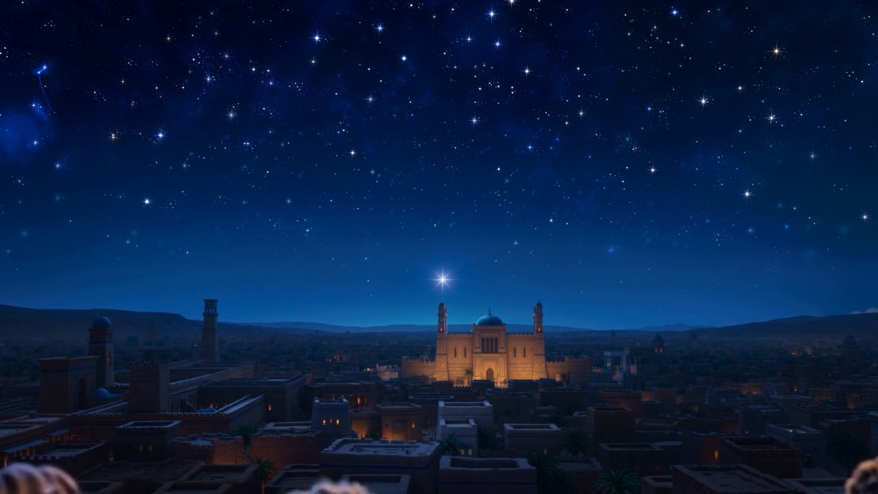 The night city under one bright star — and the crying has stopped