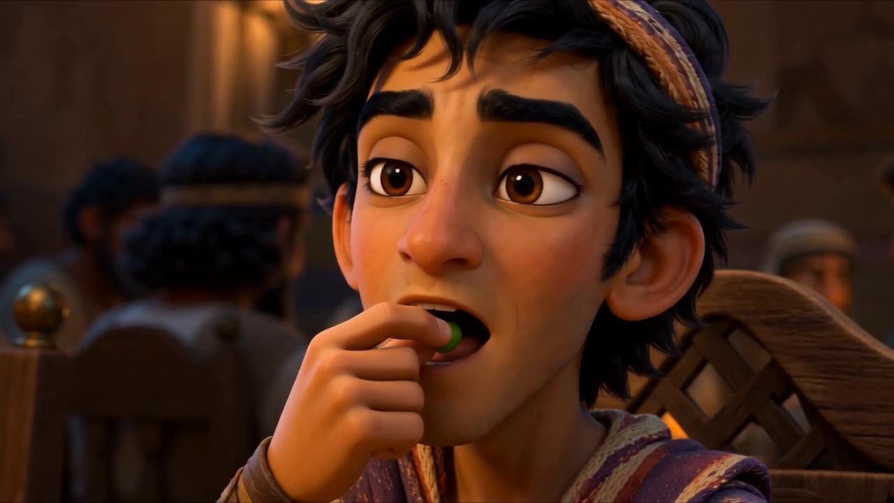 Daniel pops a green leaf in his mouth, entirely content