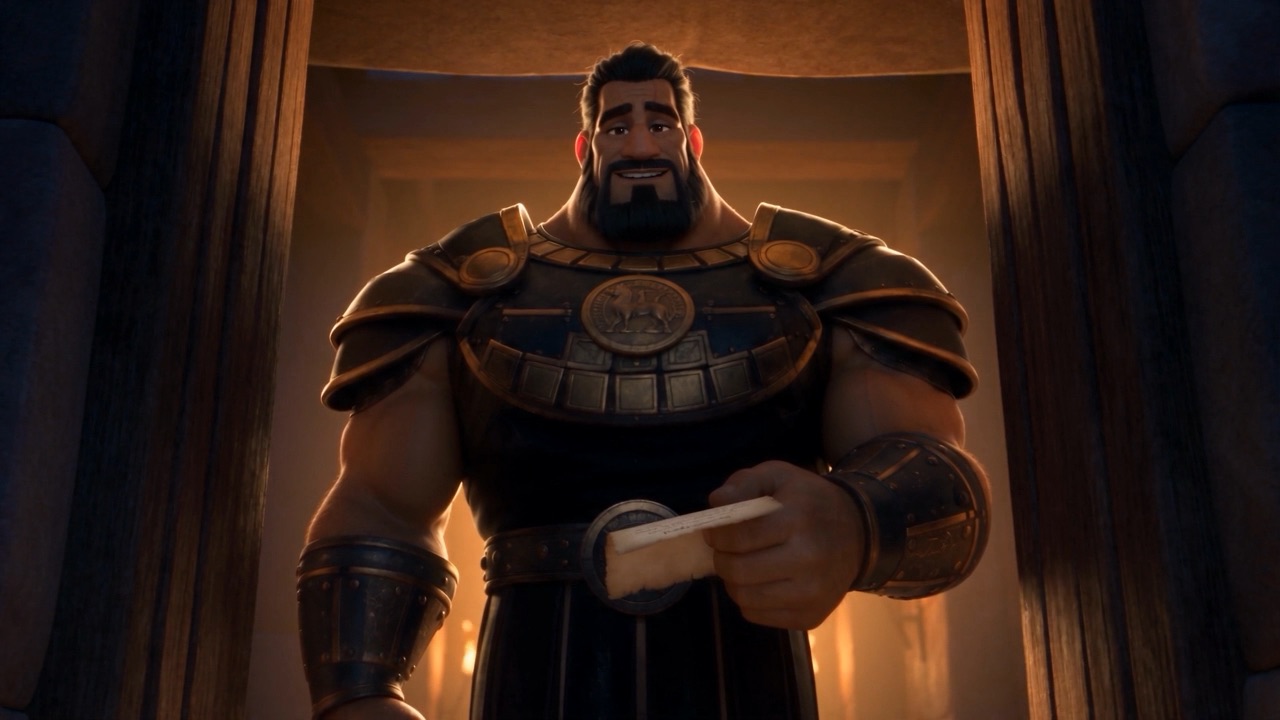 Arioch, captain of the guard, fills the alley with a torch and a warrant