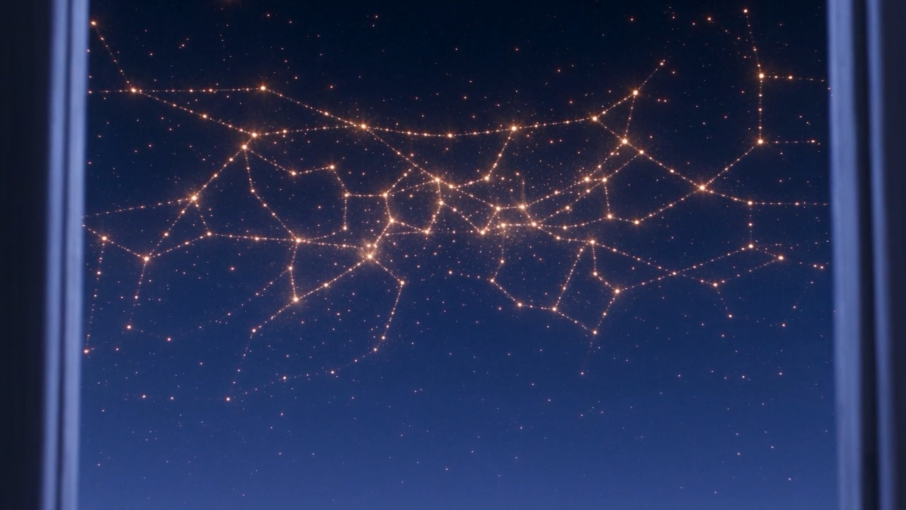 Star by star, lines of light knit across the sky