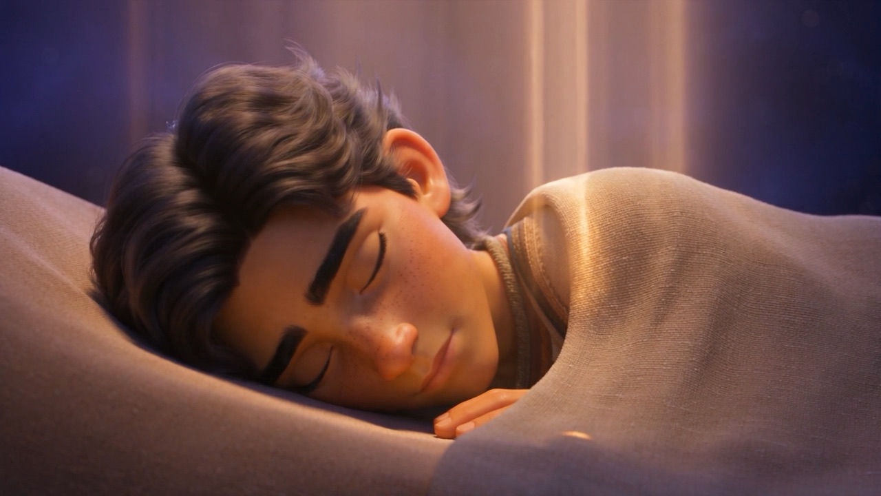Daniel sleeps on, gold light gathering over him