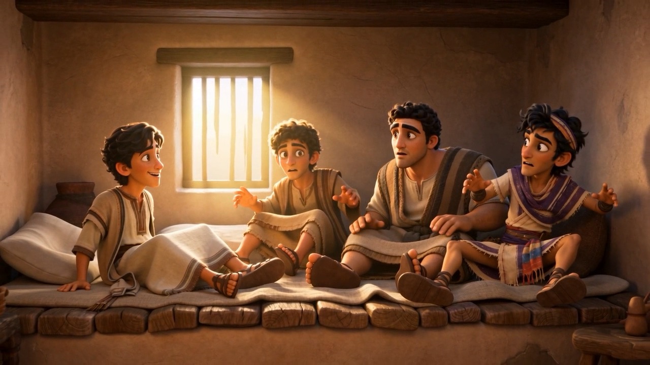 The four sit up in the morning light — he has it, all of it