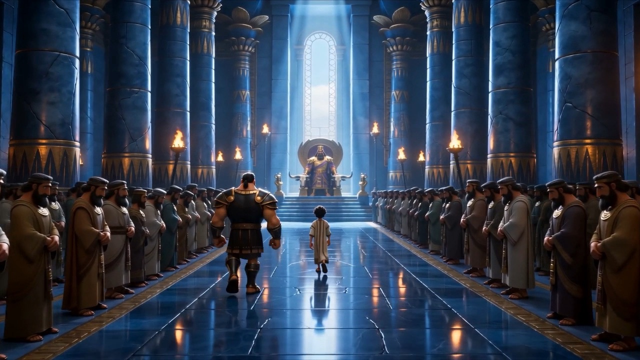 Arioch marches Daniel down the endless blue hall