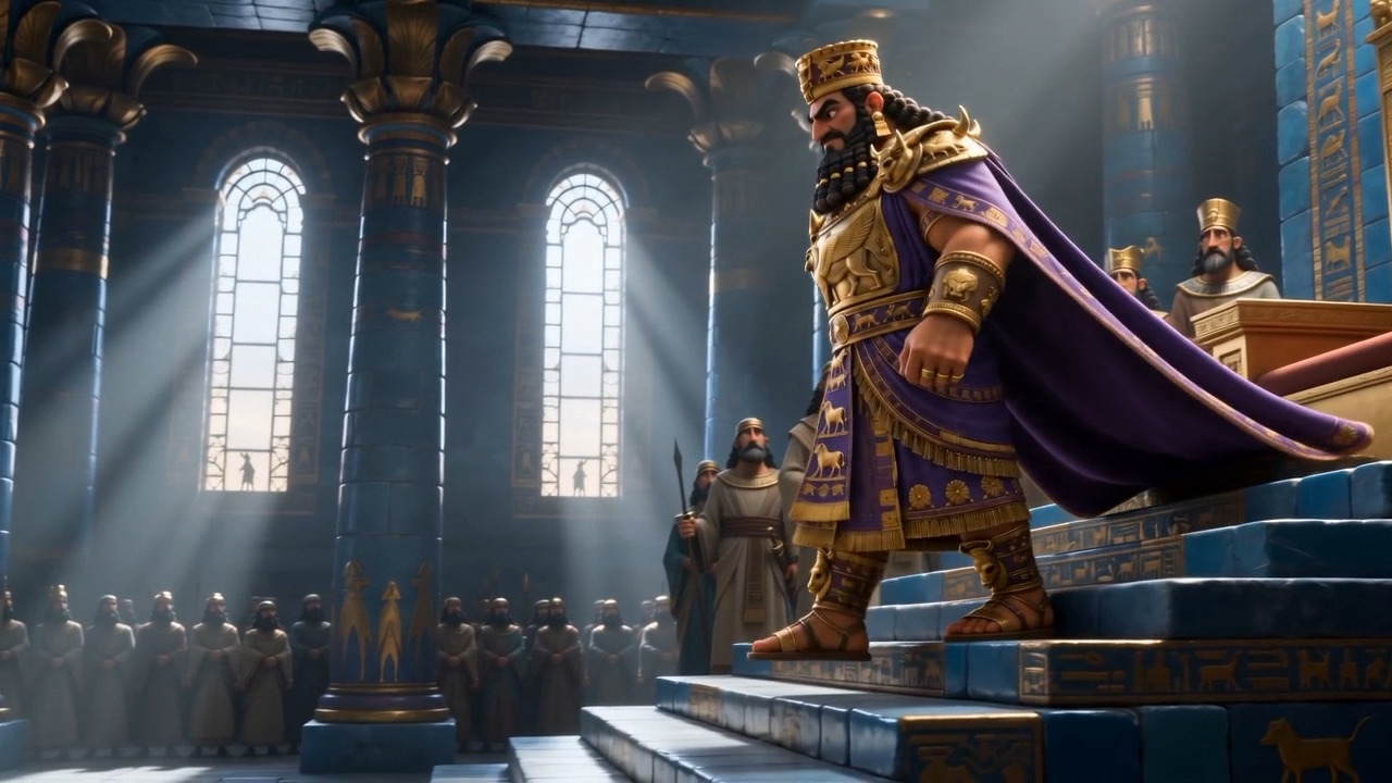 He comes down the steps, cape trailing