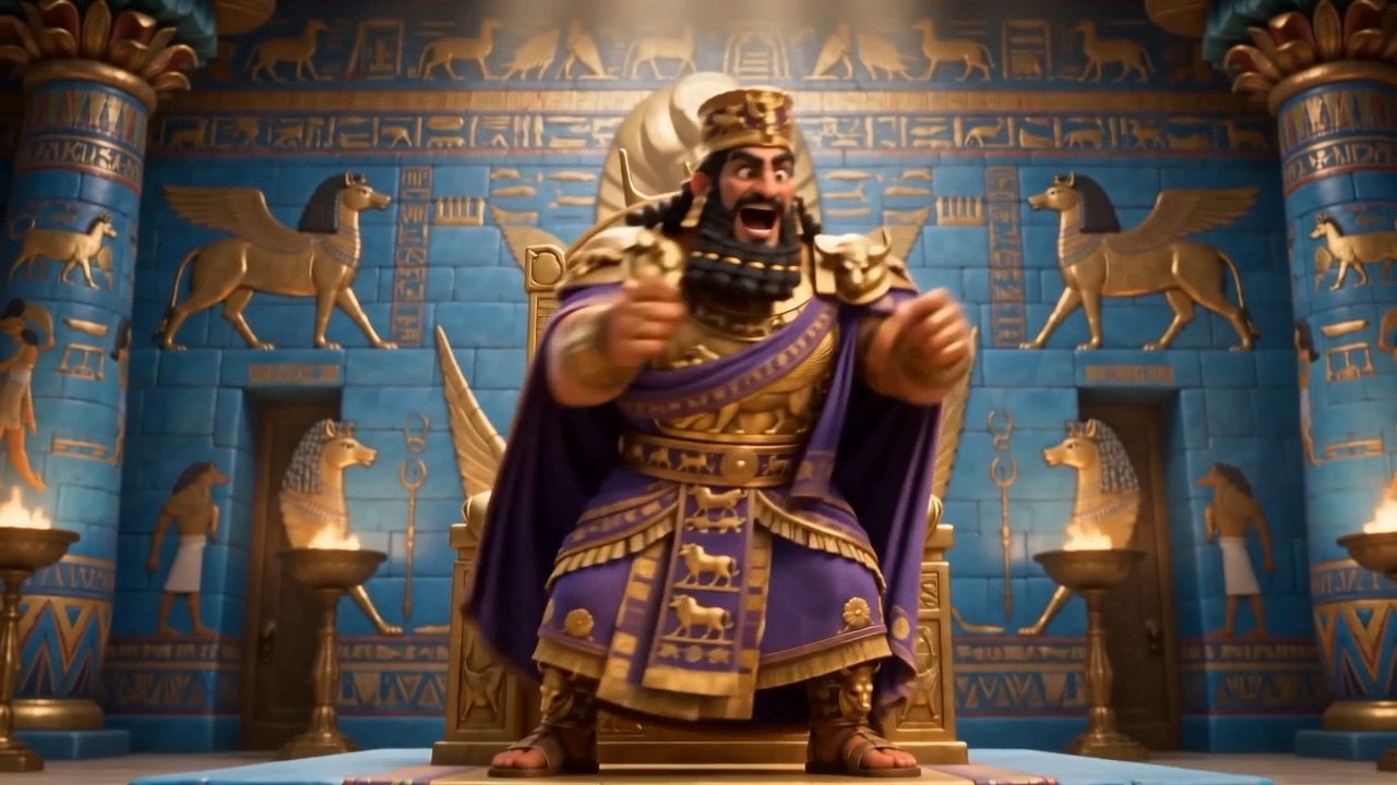 The king points, proclaiming to the whole hall