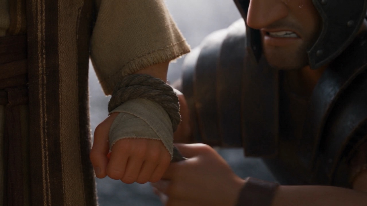 Rope bites into wrists as the three are bound