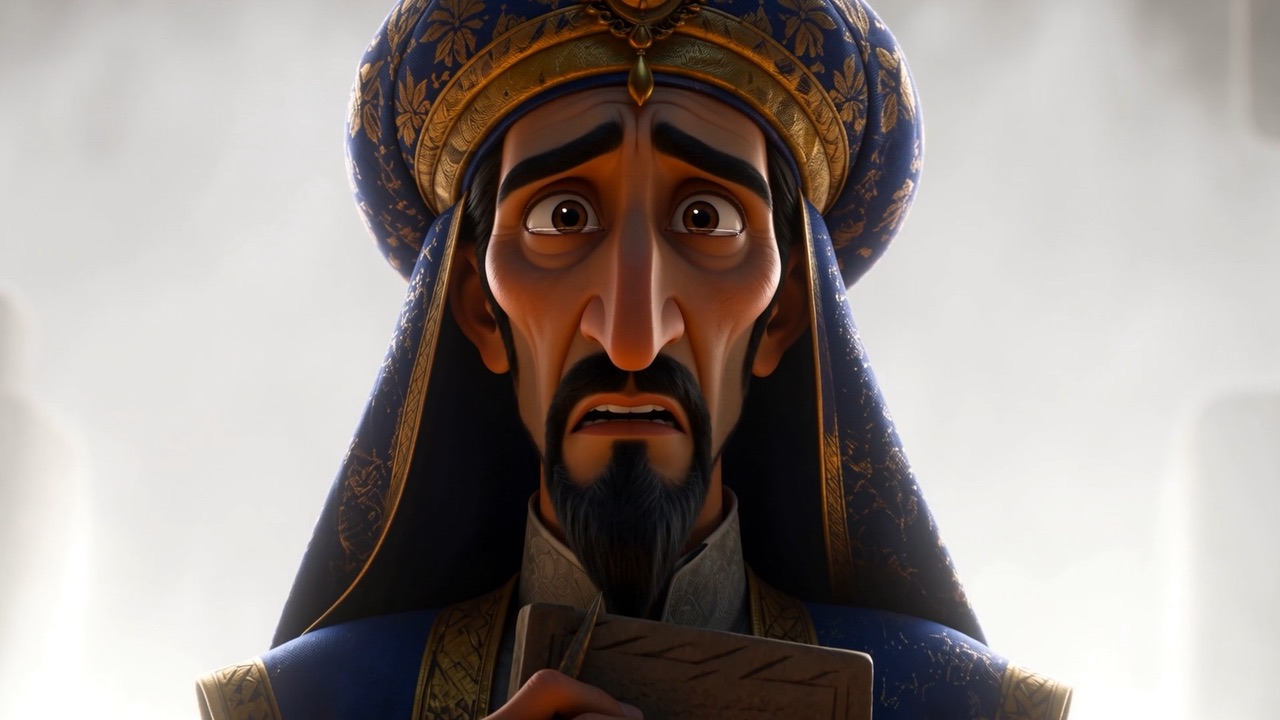 The vizier checks his tablet, hands shaking