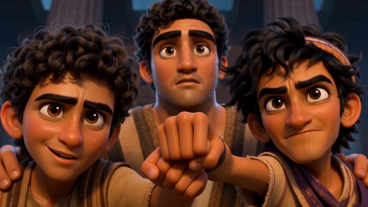 Hananiah offers a fist — the three seal it together