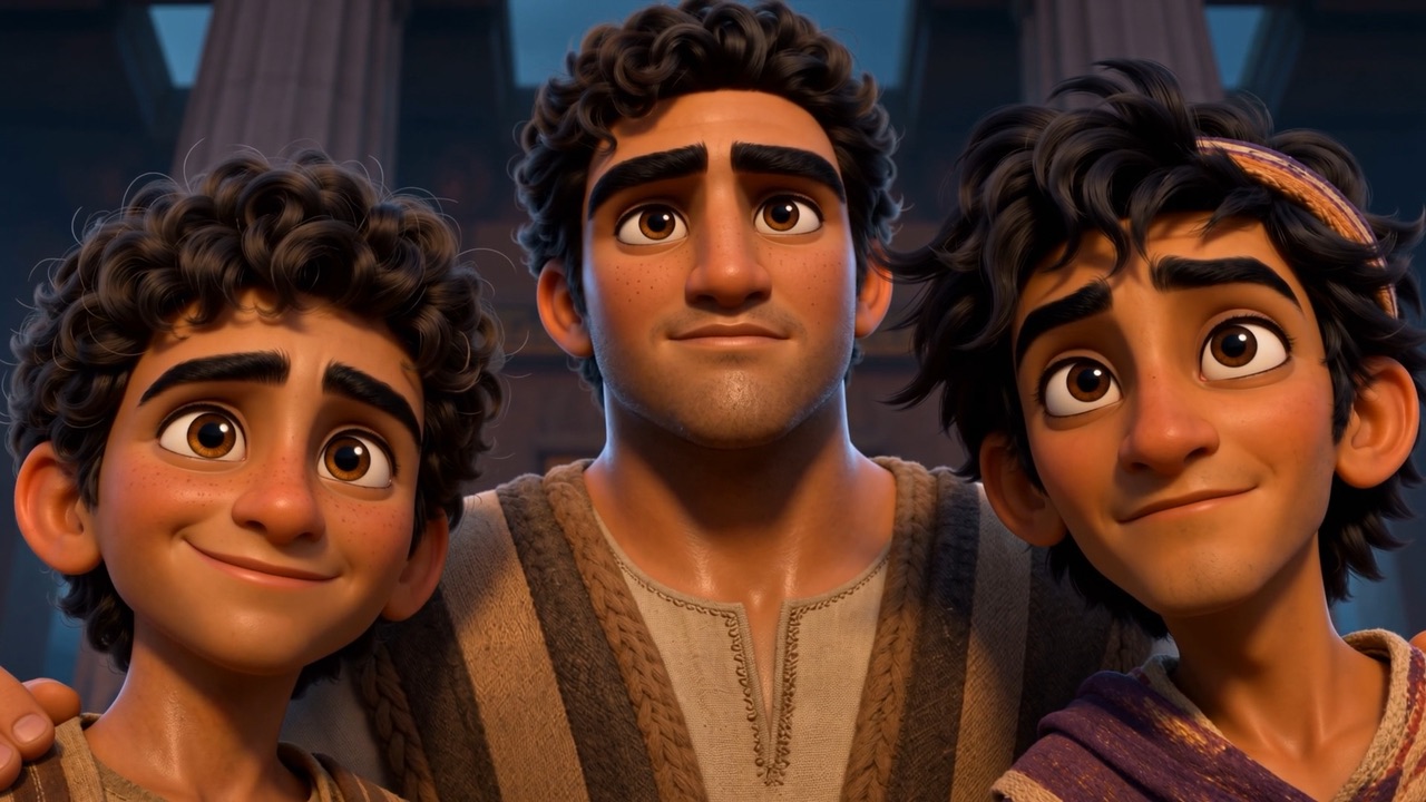 Three friends, promoted, grinning at each other