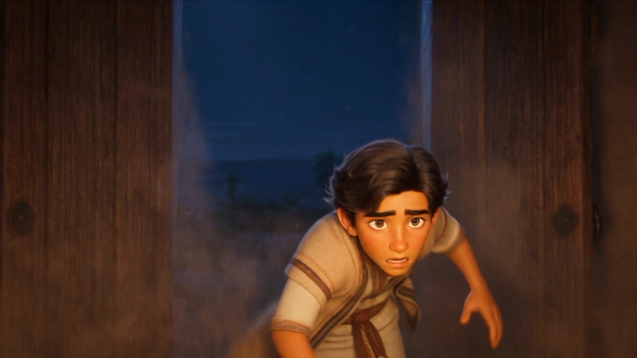 Daniel bursts through the door into the dark room