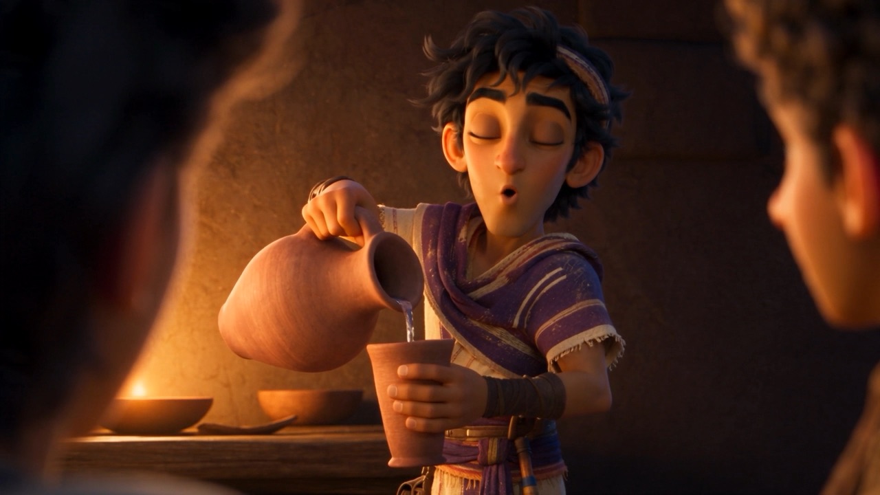 Azariah, mid-drama, calmly pours himself a cup of water