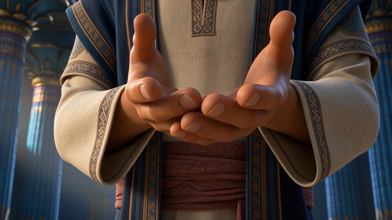 Daniel's hands open, pleading
