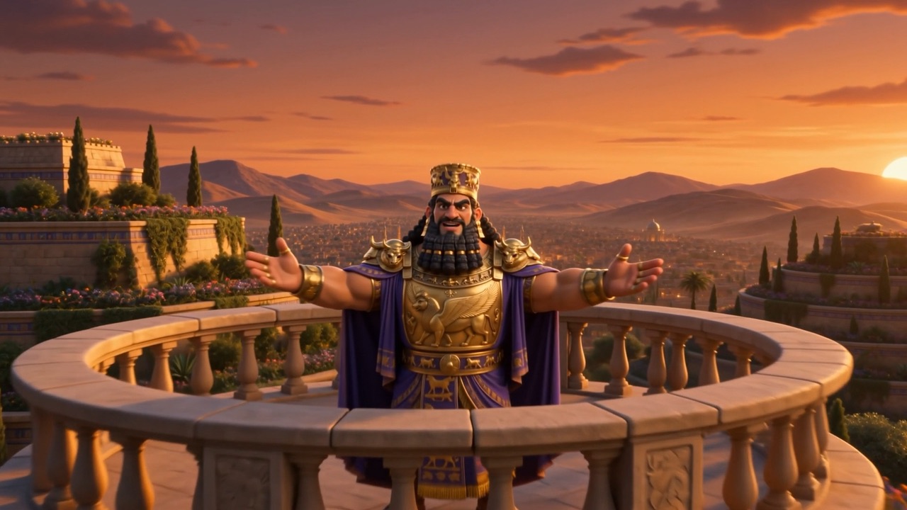 From his balcony the king surveys everything he rules