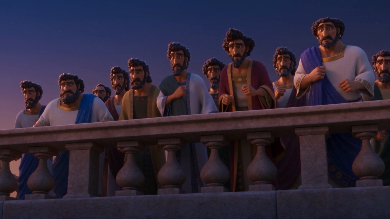 The court watches from the balustrade, silent