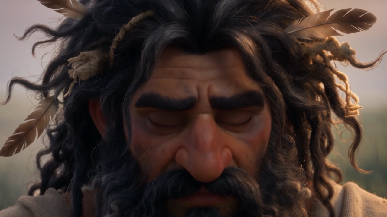 And then — slowly — he lifts his face