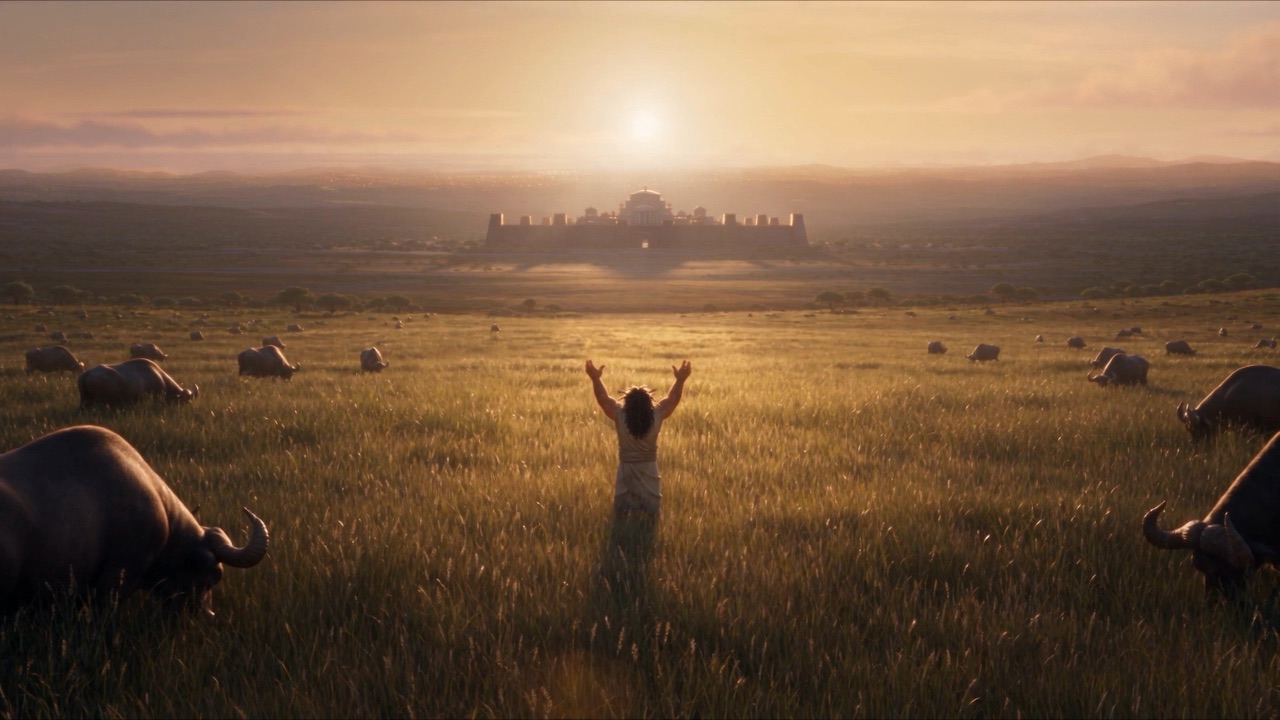 Arms raised among the herd, he blesses the Most High
