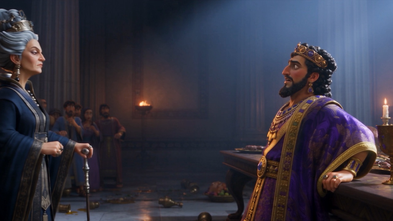 The queen mother faces the trembling king