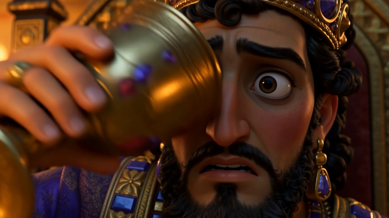 The king hides behind the stolen gold