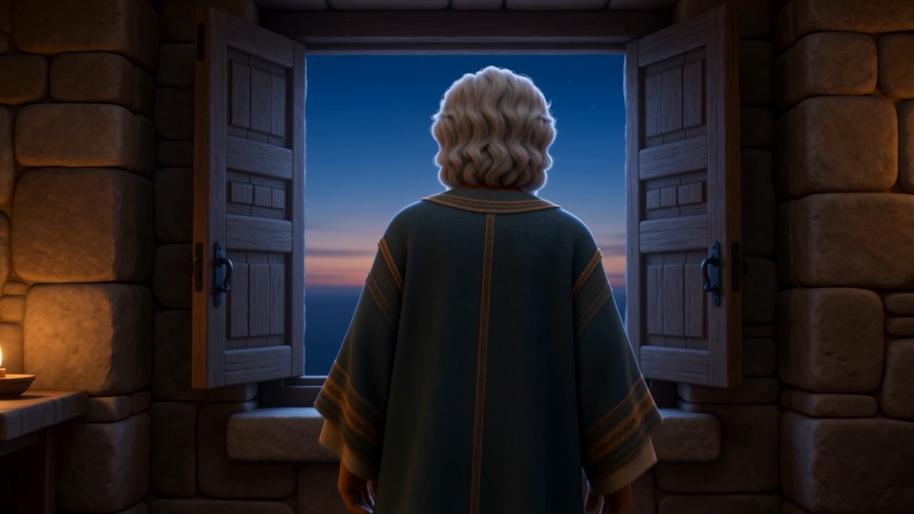 He opens the shutters wider, not narrower