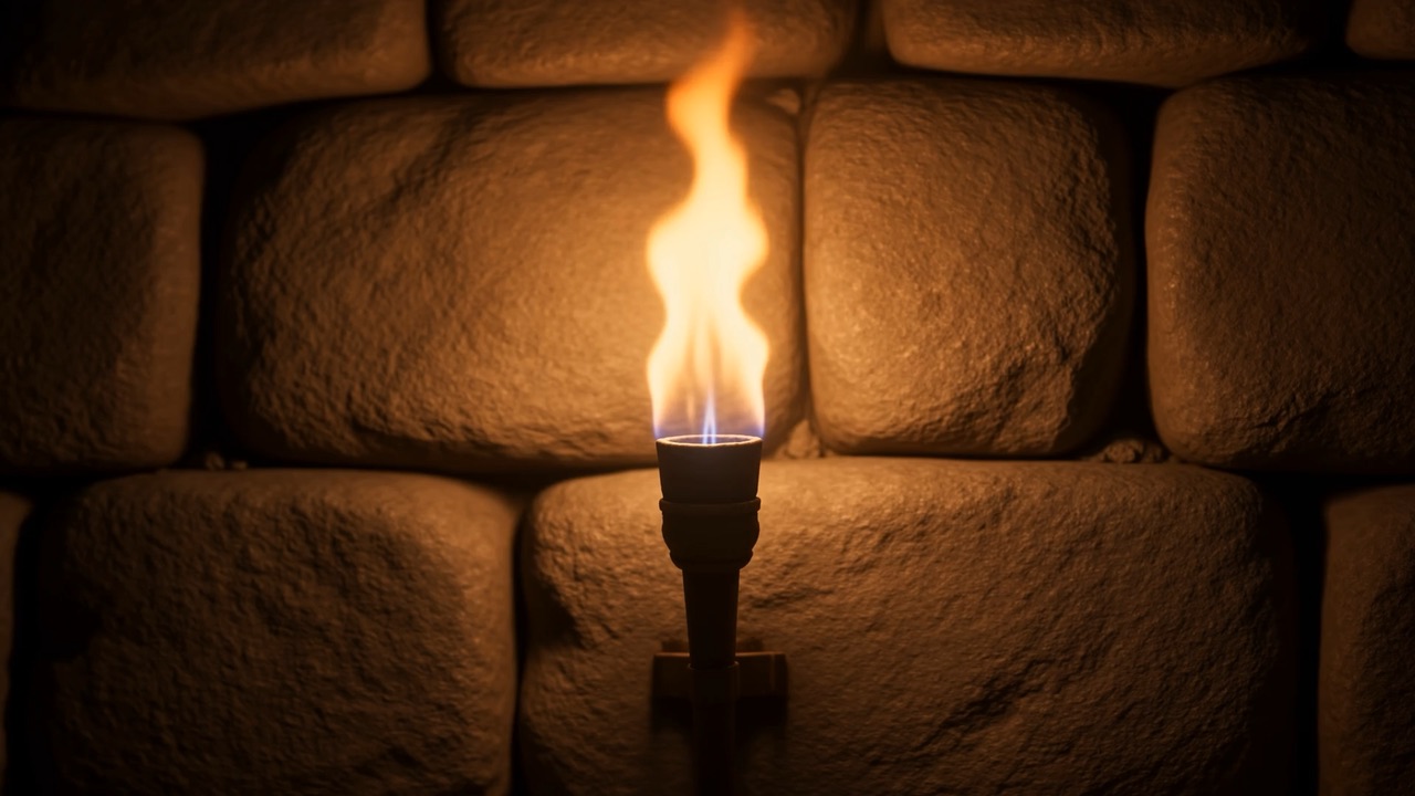 The last torch on the wall gutters