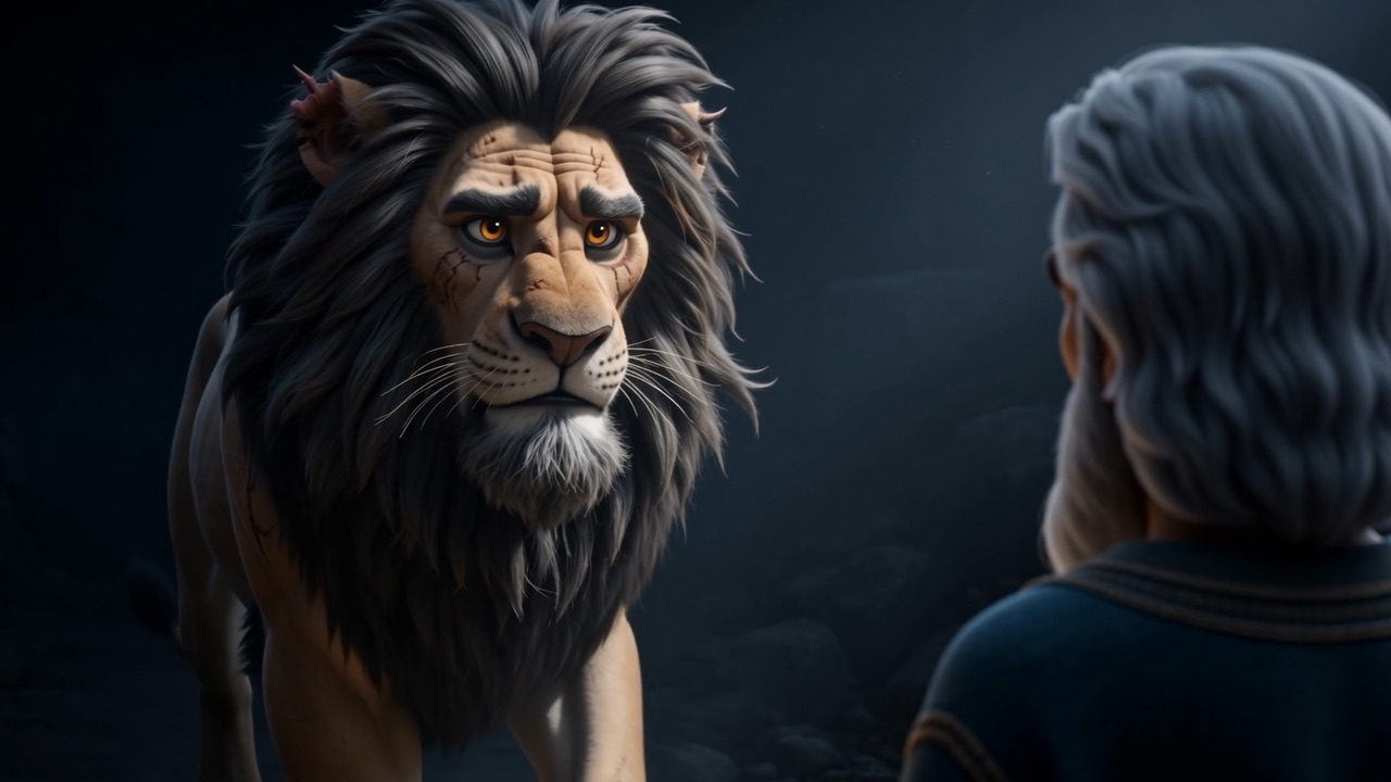 The old lion studies the old man