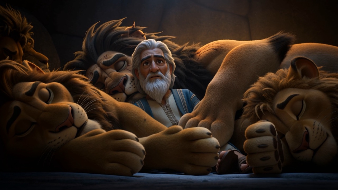 Daniel sleeps in the middle of the pride, between paws and manes