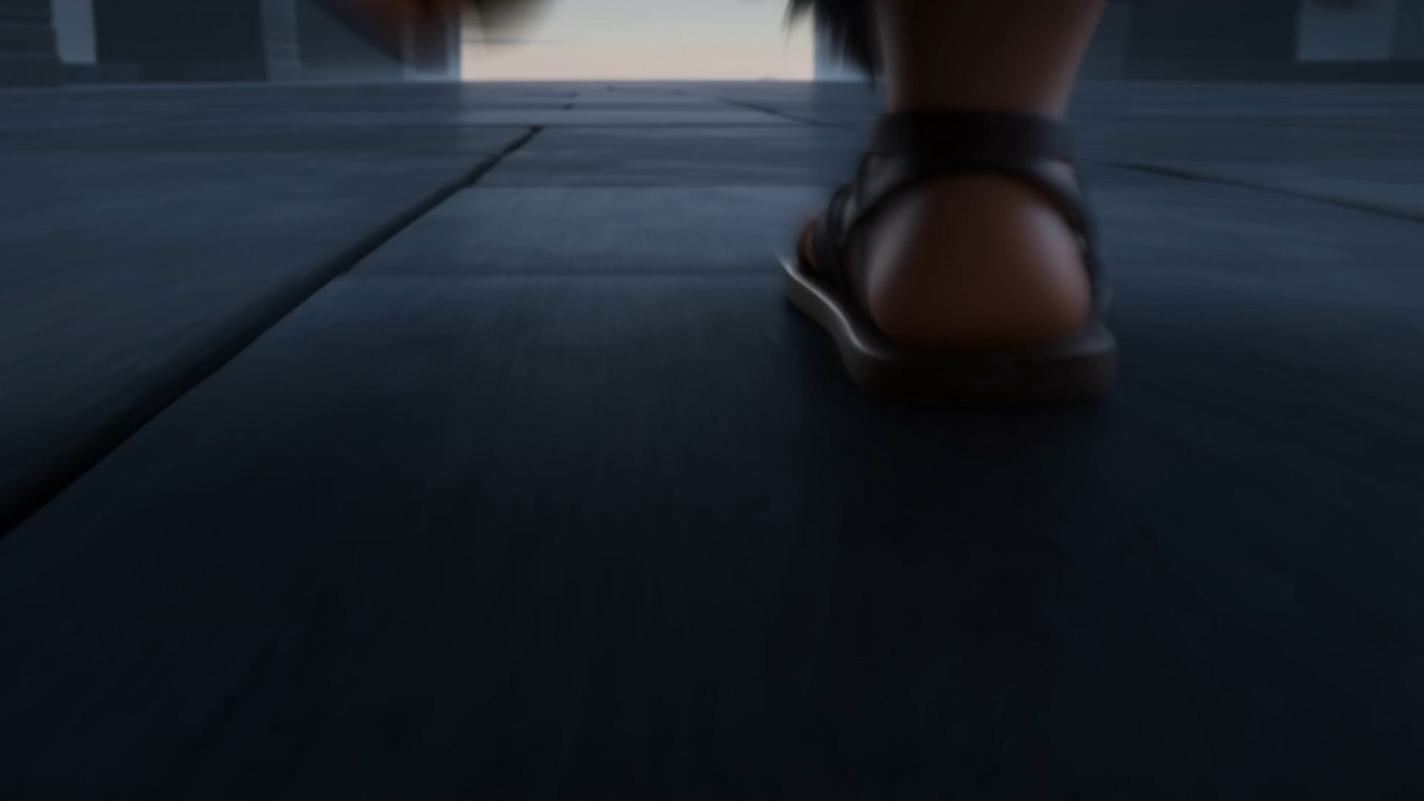 First light — a royal sandal slaps the flagstones at a run