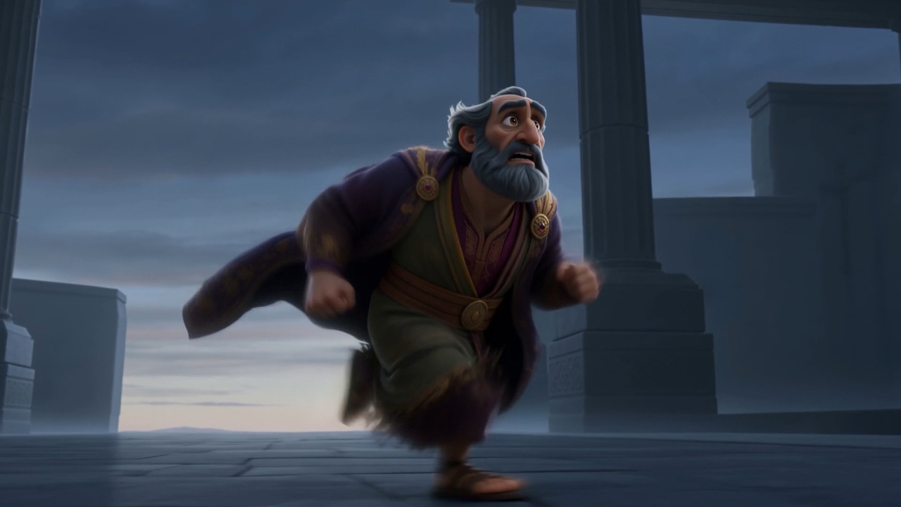 The king of the world sprints through his own courtyards