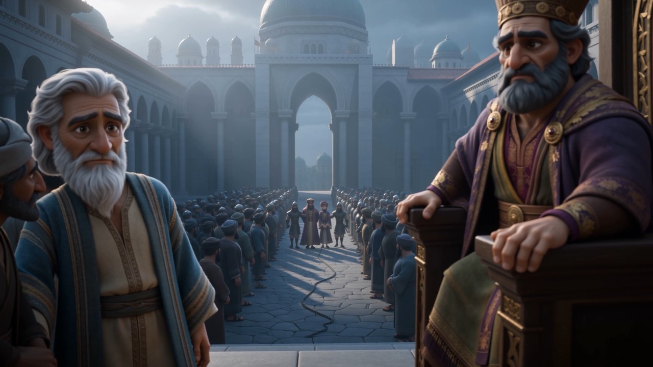 Daniel watches them led away — no triumph in his face