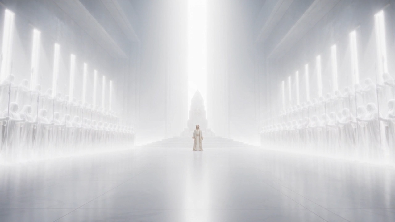 One figure, walking