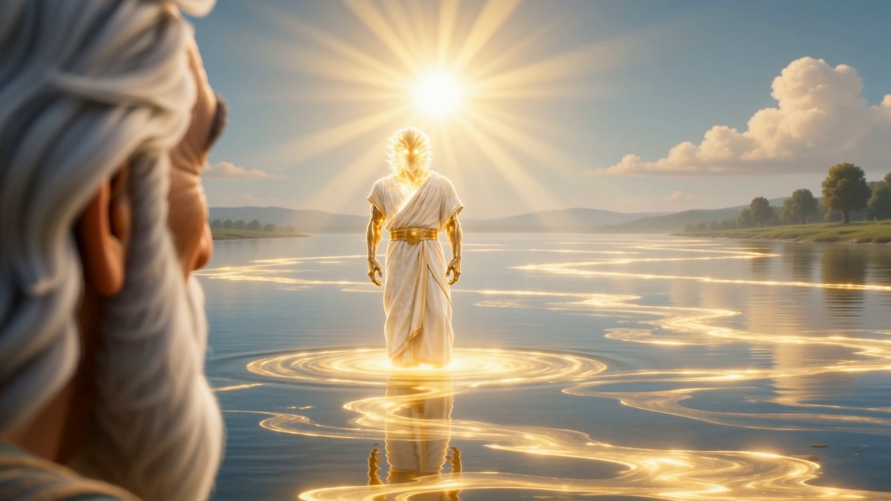 And gathers, and stands up out of the water