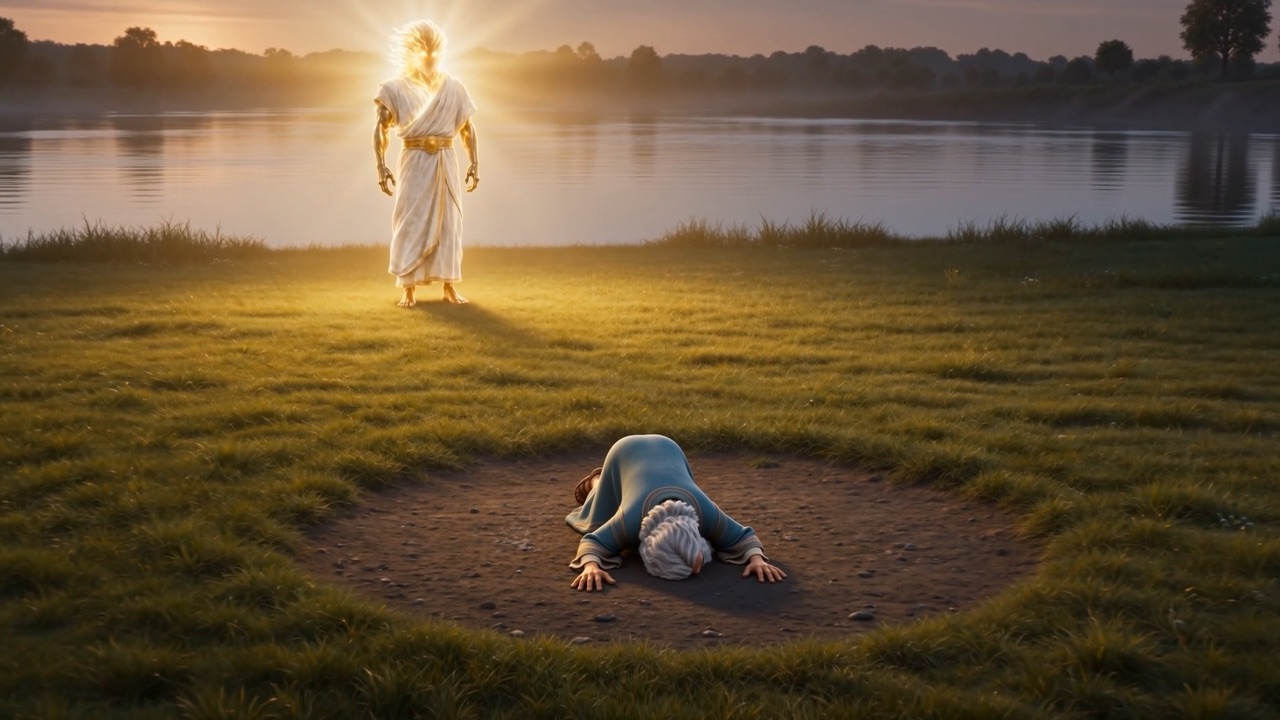 The old man goes down in the grass