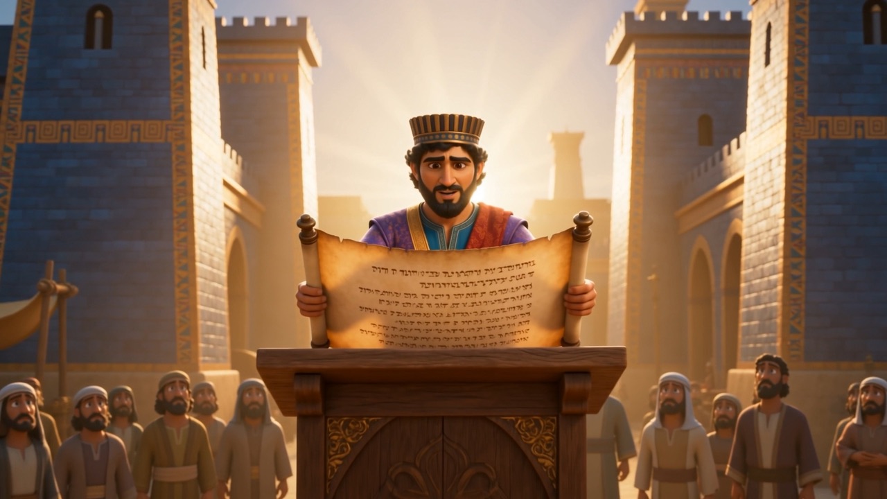 And then, in his lifetime, a new king and a new scroll