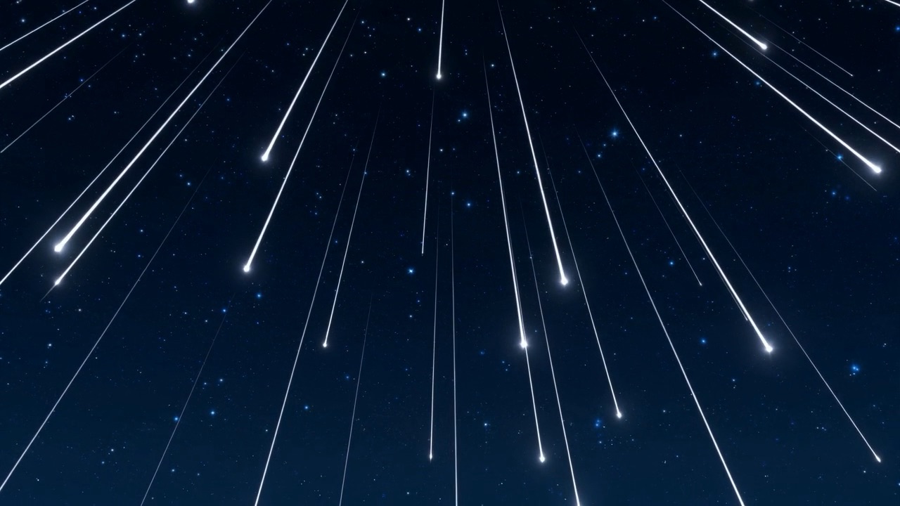 Falling stars converge on the summit