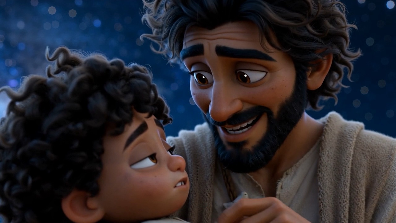 Enoch laughs with his son