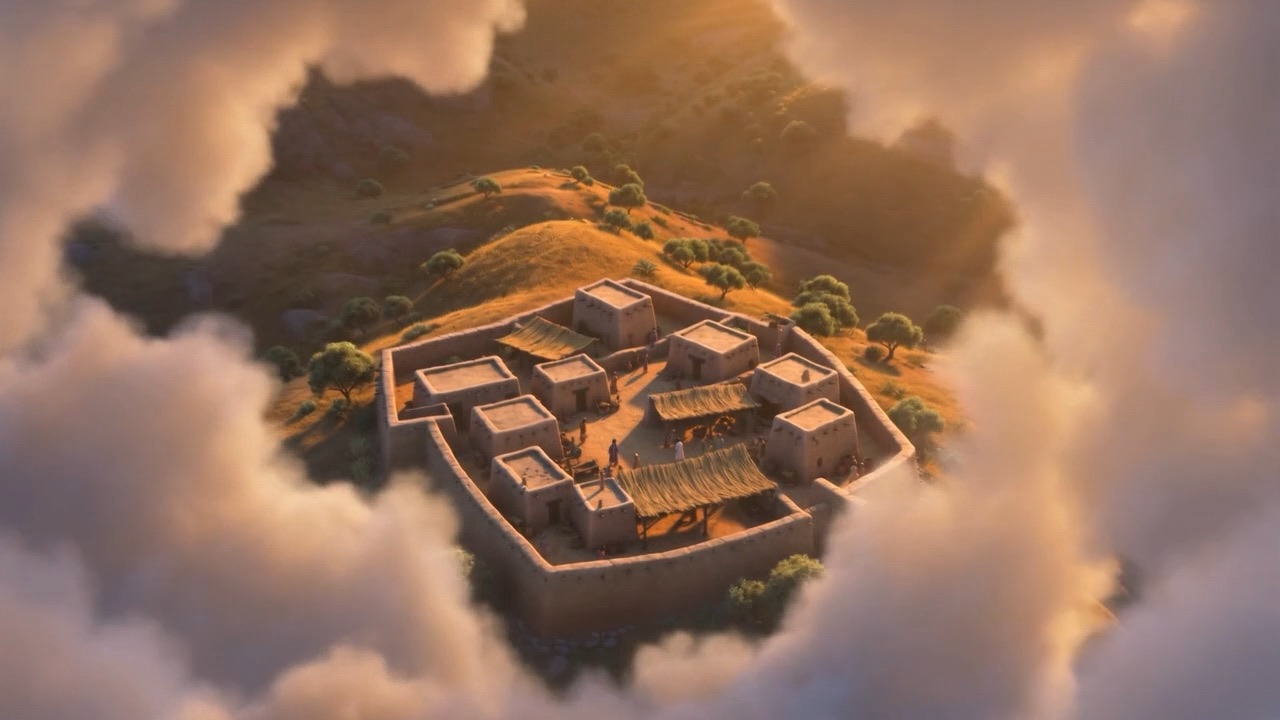 Small walled homes on a warm hillside