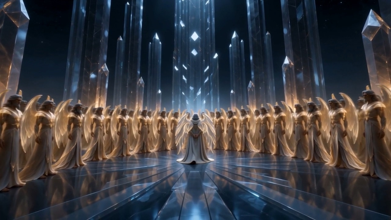 Semjaza stands before the ranks of the Watchers