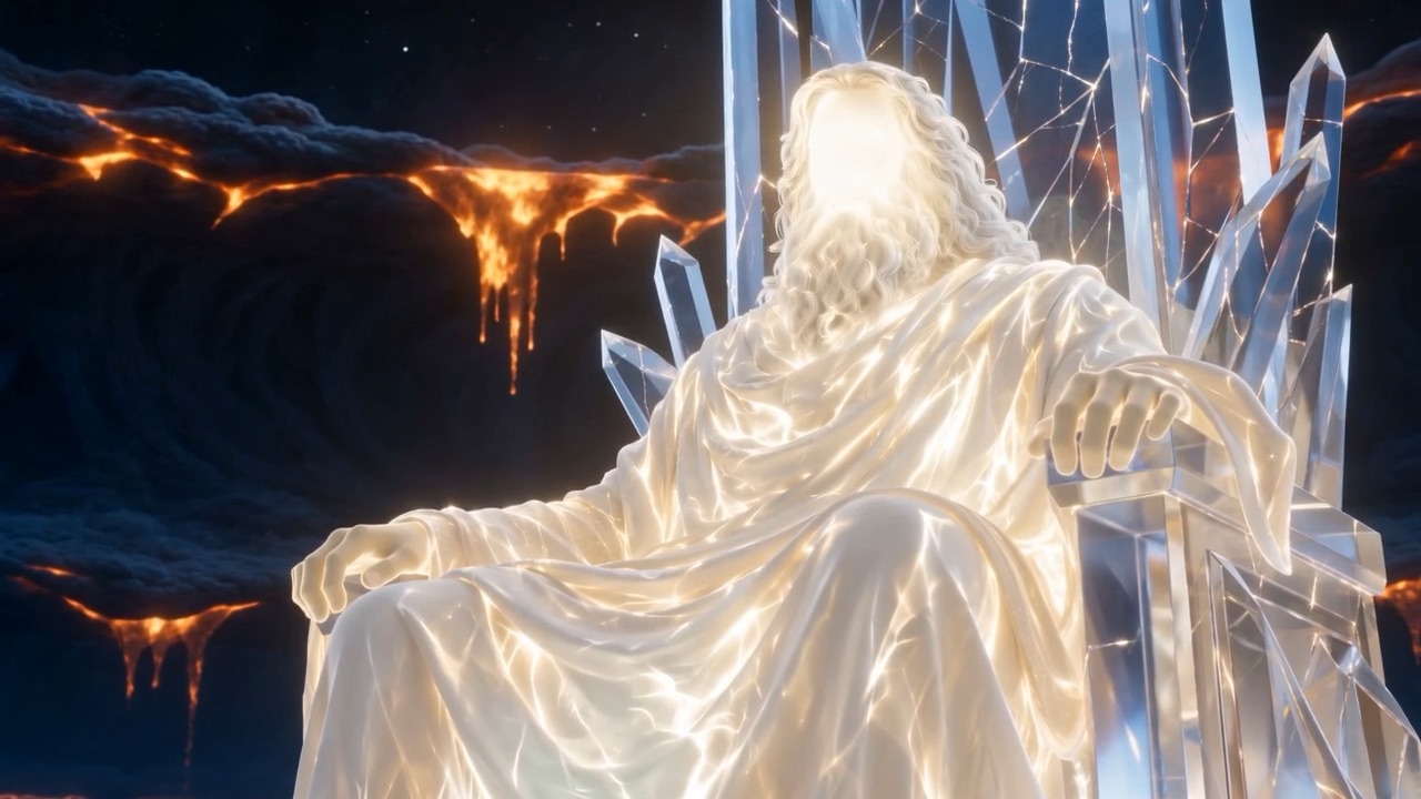 The Great Glory on a crystal throne, face of pure light