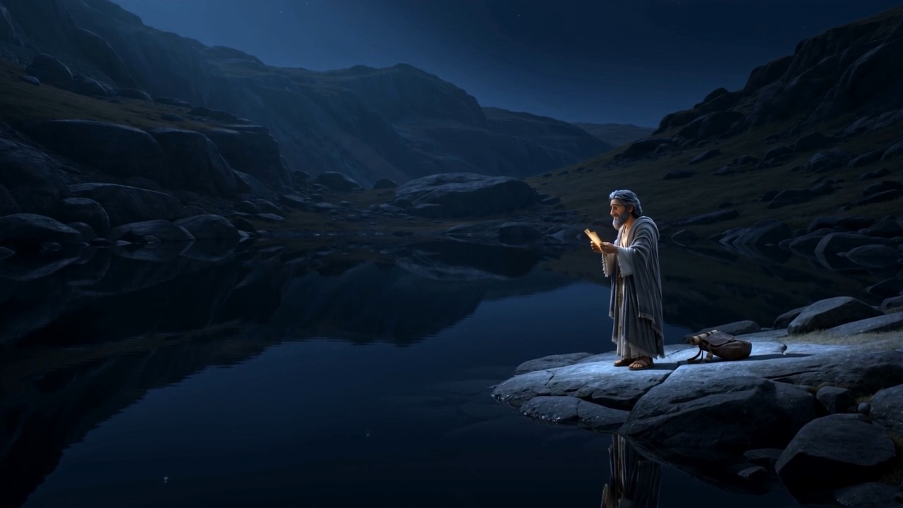By night, Enoch reads the petition from a scroll