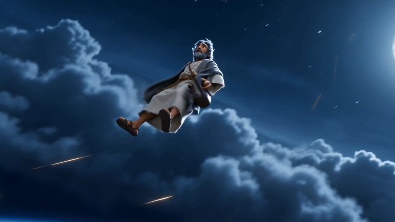 He flies — carried, not falling