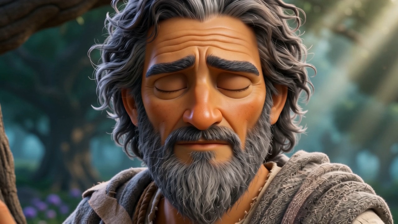 Enoch closes his eyes beneath the tree of wisdom