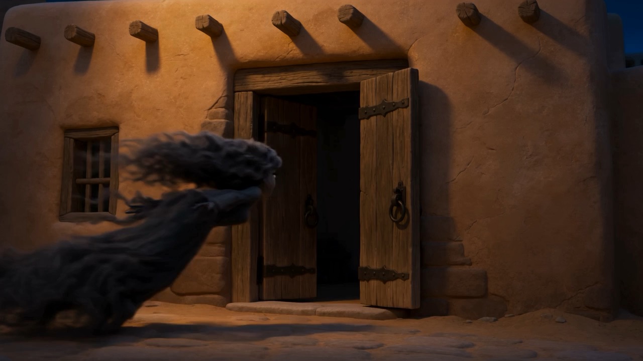 Something else comes out of a doorway instead