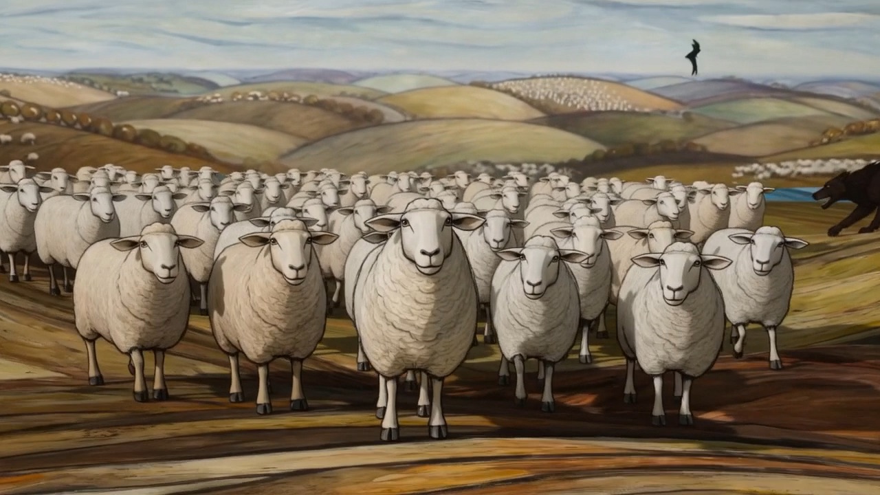 Afterwards there are sheep, and things watching the sheep