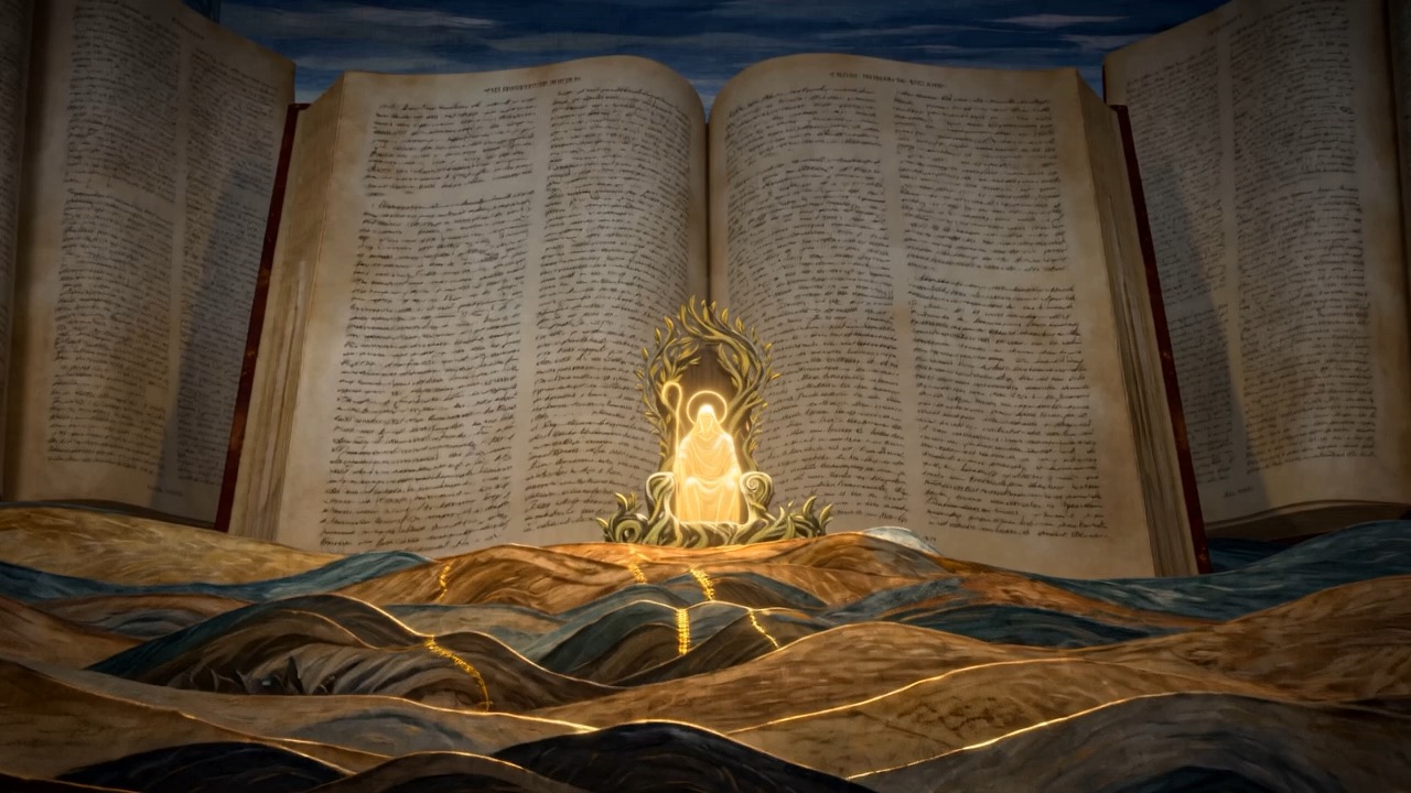 With a light at the middle of the page