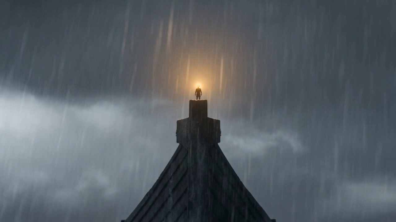 And somebody standing up on the roof in the rain
