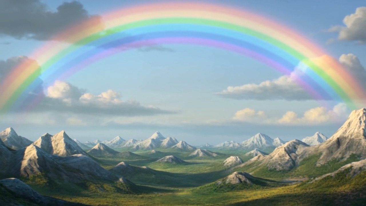 And the sign, over green valleys