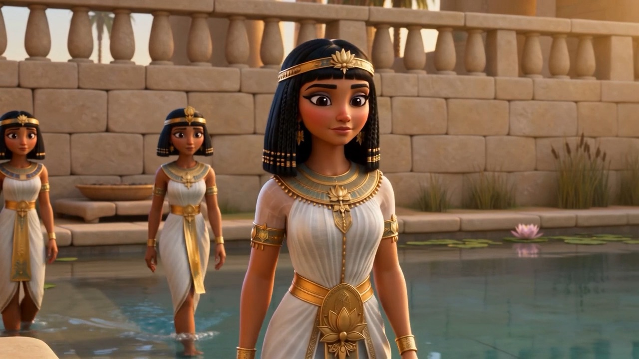 She smiles down at the crying Hebrew child